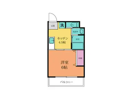 第61川崎ビル(1DK/7階)の間取り写真