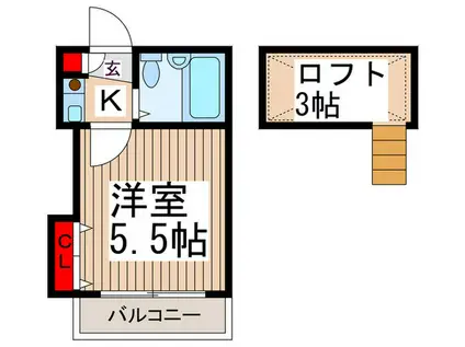 塚原ハイム(1K/2階)の間取り写真