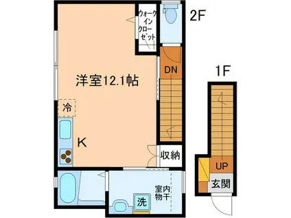 INSOMNIA(ワンルーム/2階)の間取り写真