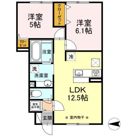 グラーティア(2LDK/1階)の間取り写真