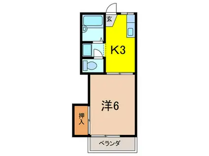 カーサ仁川(1K/1階)の間取り写真