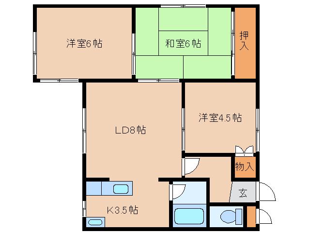 セラ・クレセント(3LDK/2階)の間取り写真