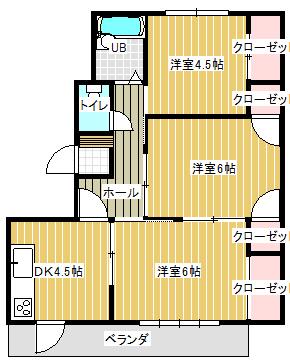 健軍 Aビル(3DK/3階)の間取り写真