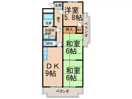 藤塚ハイツ(3DK/4階)の間取り写真