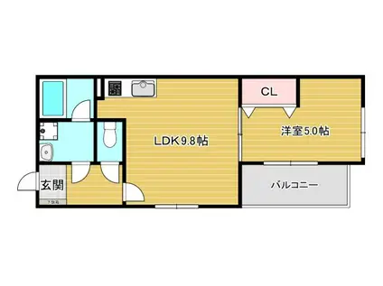 MI・CASA阿倍野昭和町(1LDK/1階)の間取り写真