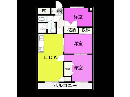 一徳ハイツPARTIII(3LDK/3階)の間取り写真