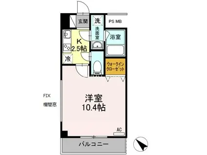フローラ東戸塚(1K/4階)の間取り写真