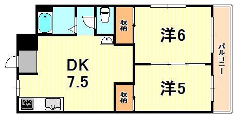 グリーンヒル舞子(2DK/3階)の間取り写真