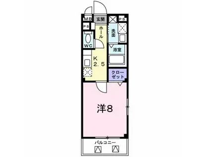 ソレイユ ツダヌマ(1K/4階)の間取り写真