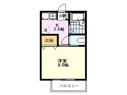 千葉ハイツII(1K/1階)の間取り写真
