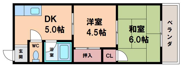 カーサビアンカ(1LDK/1階)の間取り写真