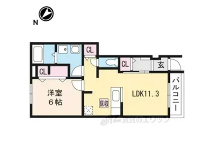 RIRIA VII 3(1LDK/1階)の間取り写真