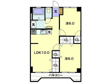 入江マンション(2LDK/4階)の間取り写真