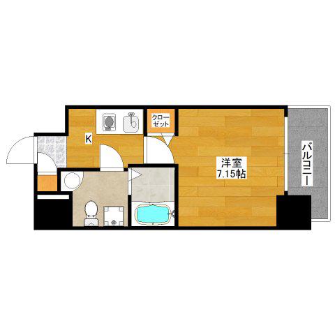 URBAN FLATS江坂(1K/14階)の間取り写真