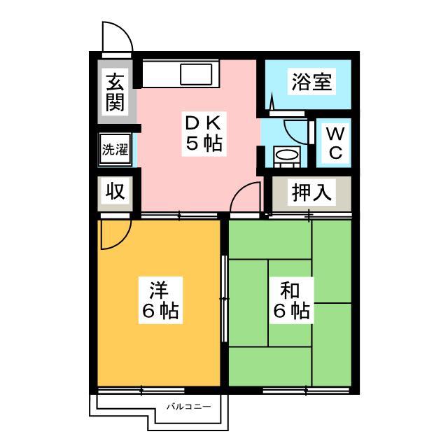 フレグランスあさひ(2DK/1階)の間取り写真