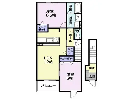 イースト・リヴァー(2LDK/2階)の間取り写真