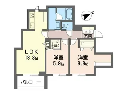 エクラージュ 積水ハウスオートロックマンション(2LDK/3階)の間取り写真