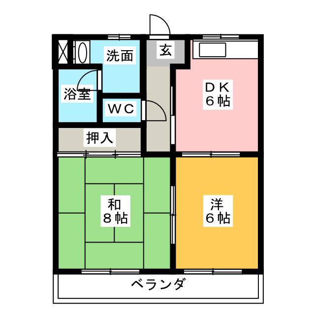 クラフトII(2DK/2階)の間取り写真