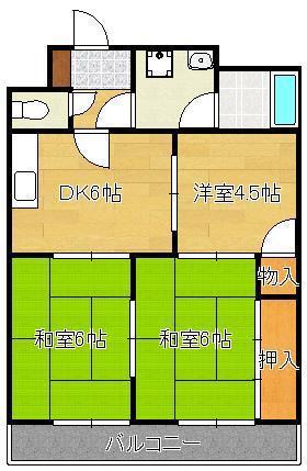 第一サンケイビル(3DK/4階)の間取り写真