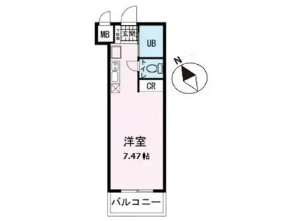 第3のぼりマンション(1K/4階)の間取り写真