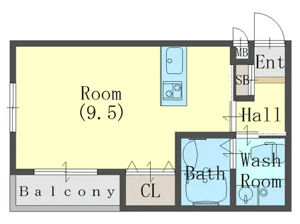 グランデロート久宝寺(ワンルーム/2階)の間取り写真