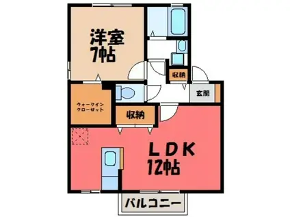 リビングタウン古河A(1LDK/1階)の間取り写真