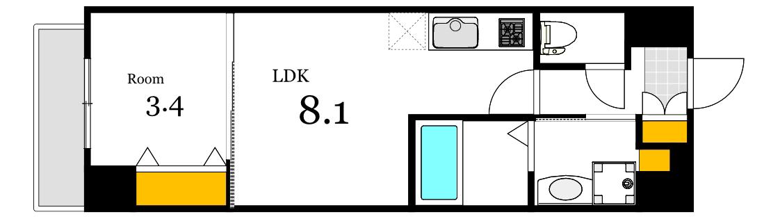 BZ HILLS STAGE II(1LDK/9階)の間取り写真