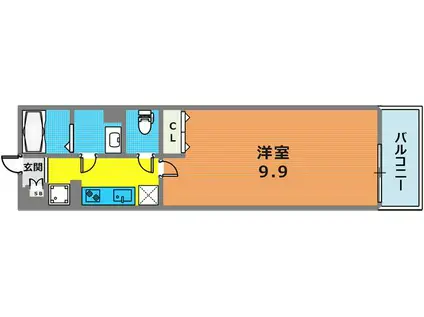 ハビテ兵庫駅南(1K/2階)の間取り写真