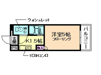 ギャレ蛍池(1K/2階)の間取り写真