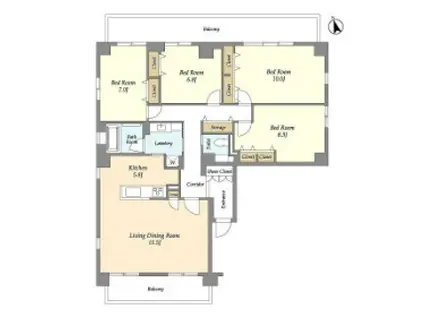 パス宮前平(4LDK/4階)の間取り写真