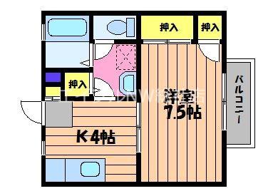 リビエール倉敷C棟(1K/2階)の間取り写真
