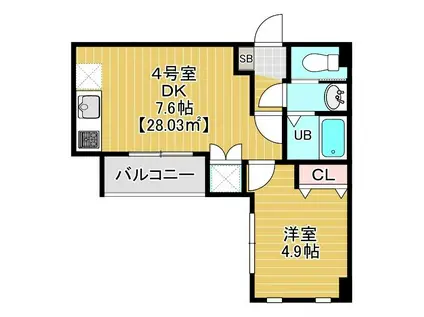 ステイビルII(1DK/5階)の間取り写真