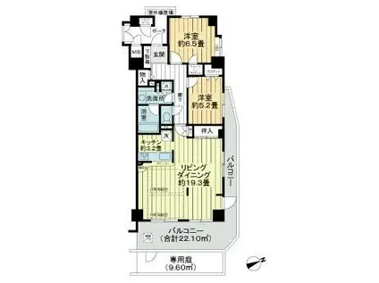 シエルグランデふなばし海神(2LDK/1階)の間取り写真