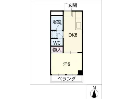 エクセライフ1高辻(1DK/1階)の間取り写真