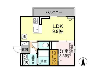 プリムローズII(1LDK/3階)の間取り写真