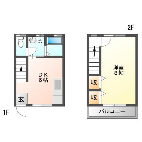 パサージュ AF(1DK/2階)の間取り写真