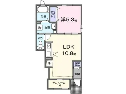 ミュリール(1LDK/1階)の間取り写真