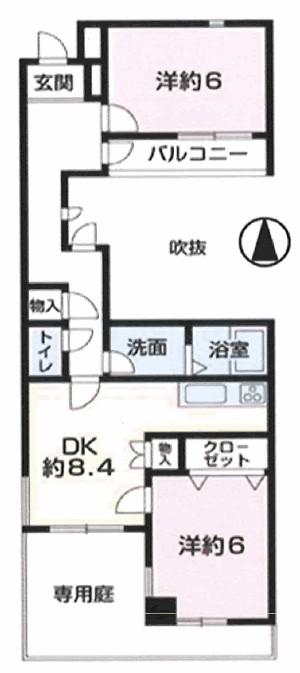 グランドメゾン須磨(2DK/1階)の間取り写真