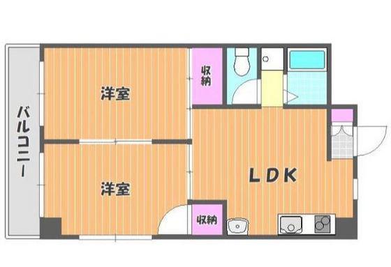 アミティー山崎(2LDK/2階)の間取り写真