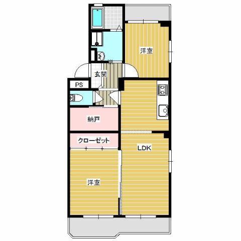 ピースII(2LDK/2階)の間取り写真