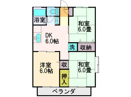 ボナールコート(3DK/2階)の間取り写真