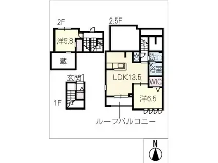 ベルリード松下 南棟(2LDK/2階)の間取り写真