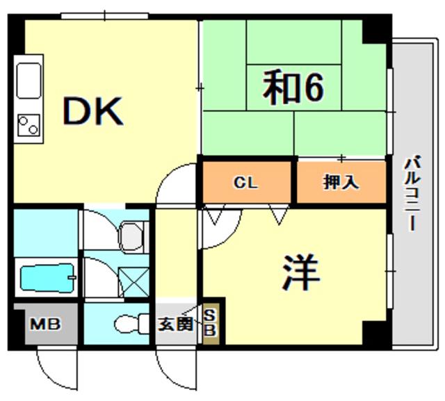 グレーテル森(2DK/5階)の間取り写真