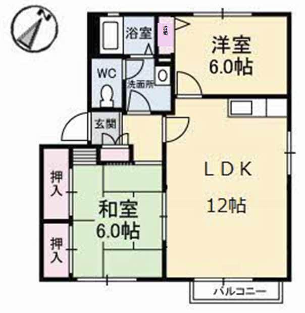 ディアス藤井(2LDK/1階)の間取り写真