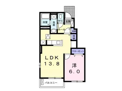 LA TERRASSE A(1LDK/1階)の間取り写真