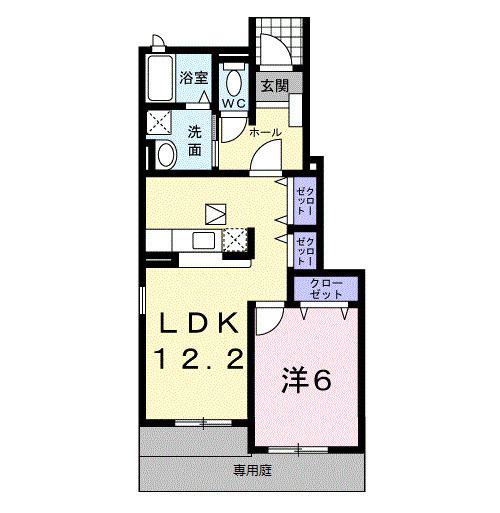 ハピネス・ブルック I(1LDK/1階)の間取り写真