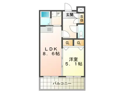 ファインステージイースト(1LDK/3階)の間取り写真