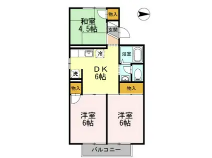 パレーシャル平野A棟(3DK/2階)の間取り写真