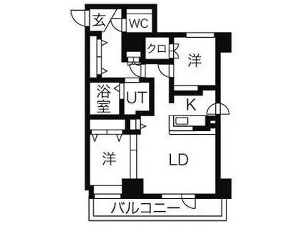 ピュア東彩館II(2LDK/9階)の間取り写真