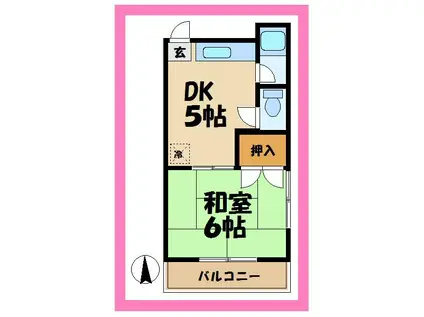 セカンドヴィラ(1DK/2階)の間取り写真